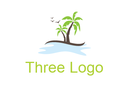 island with palm trees logo