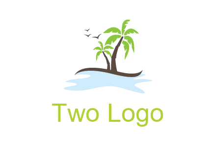 island with palm trees logo