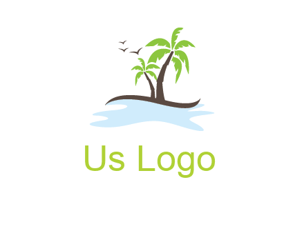 island with palm trees logo