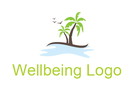 island with palm trees logo