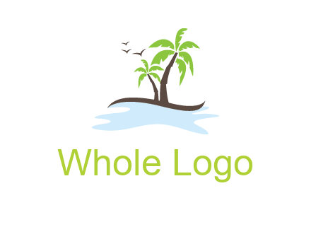 island with palm trees logo