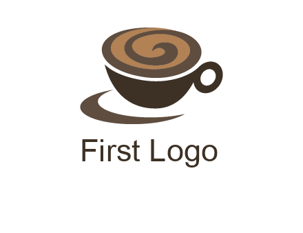 coffee cup with swirl below to depict a saucer logo