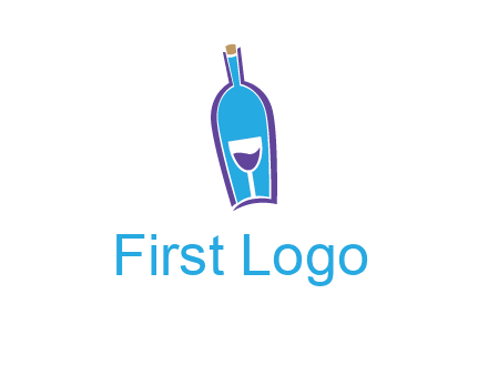 goblet inside wine bottle logo