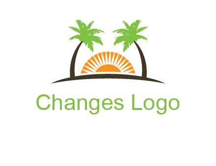 palm trees and sunset on the horizon forming a face