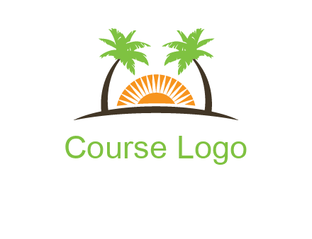palm trees and sunset on the horizon forming a face