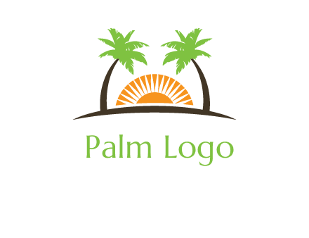 palm trees and sunset on the horizon forming a face