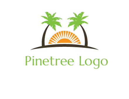 palm trees and sunset on the horizon forming a face