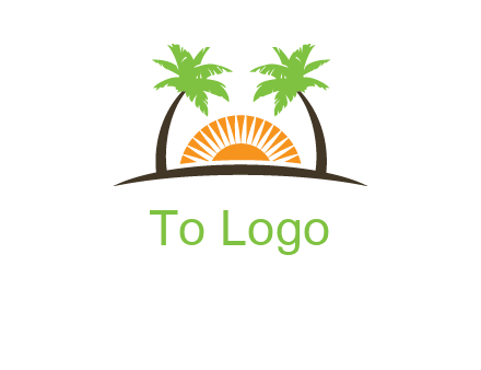 palm trees and sunset on the horizon forming a face