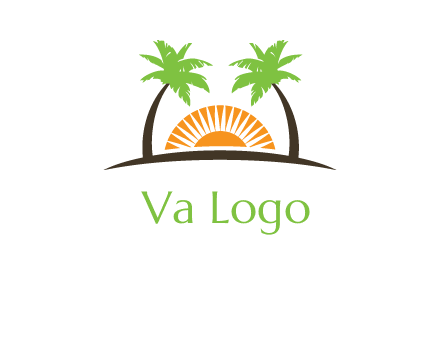 palm trees and sunset on the horizon forming a face