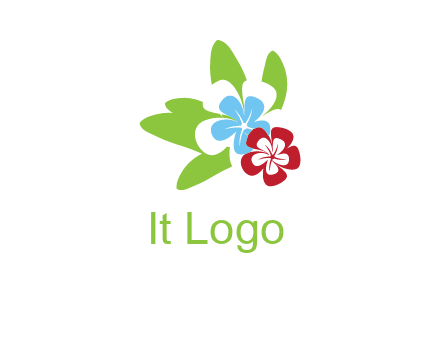 periwinkle flowers with leaves logo