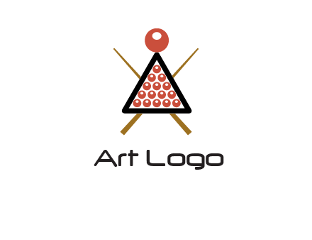 snooker logo with cue stick and cue balls in a starting position