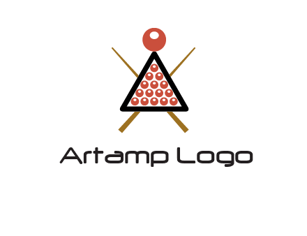snooker logo with cue stick and cue balls in a starting position