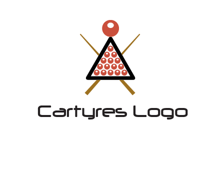 snooker logo with cue stick and cue balls in a starting position