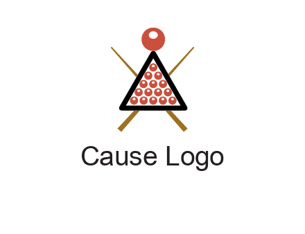 snooker logo with cue stick and cue balls in a starting position