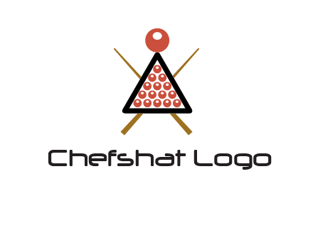 snooker logo with cue stick and cue balls in a starting position