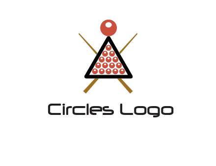snooker logo with cue stick and cue balls in a starting position