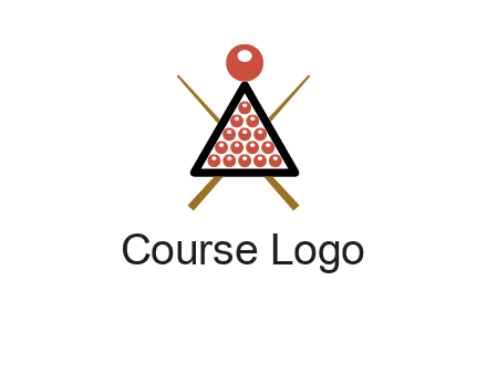 snooker logo with cue stick and cue balls in a starting position