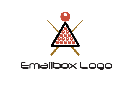 snooker logo with cue stick and cue balls in a starting position