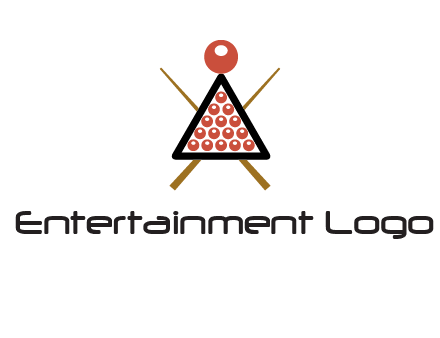 snooker logo with cue stick and cue balls in a starting position
