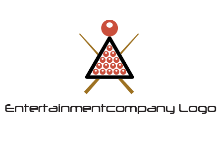 snooker logo with cue stick and cue balls in a starting position