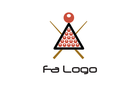 snooker logo with cue stick and cue balls in a starting position