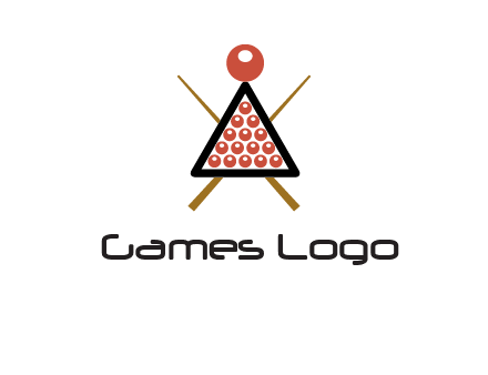 snooker logo with cue stick and cue balls in a starting position