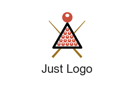 snooker logo with cue stick and cue balls in a starting position