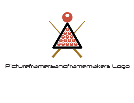 snooker logo with cue stick and cue balls in a starting position