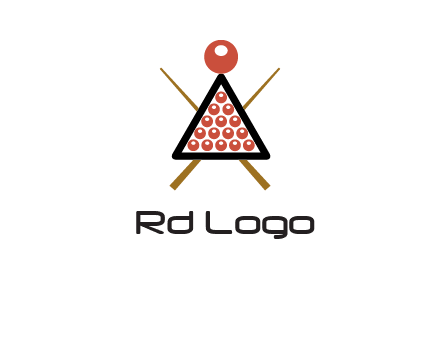 snooker logo with cue stick and cue balls in a starting position