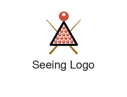 snooker logo with cue stick and cue balls in a starting position