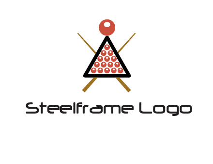 snooker logo with cue stick and cue balls in a starting position