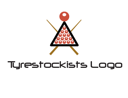 snooker logo with cue stick and cue balls in a starting position