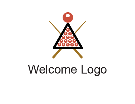 snooker logo with cue stick and cue balls in a starting position
