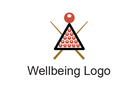 snooker logo with cue stick and cue balls in a starting position
