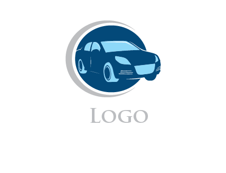 car coming out of circle logo