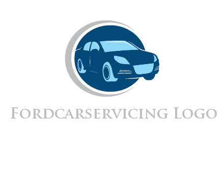 car coming out of circle logo