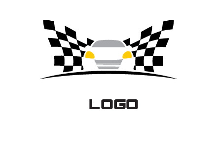 racing flag behind a car logo