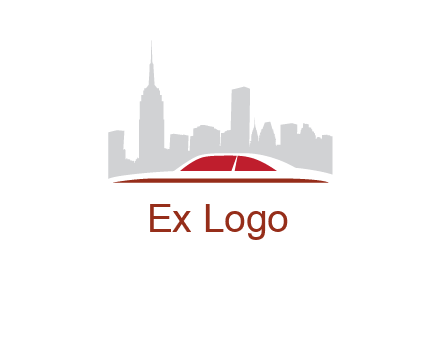 cityscape logo with a rooftop of a car