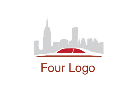 cityscape logo with a rooftop of a car