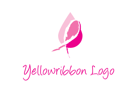 pink cancer ribbon in drop logo