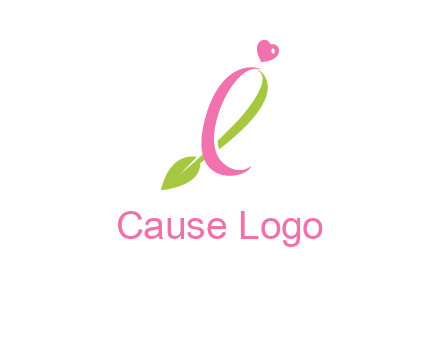 pink cancer ribbon attached to a sprout with a heart logo