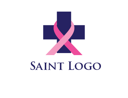 breast cancer ribbon wrapped around cross