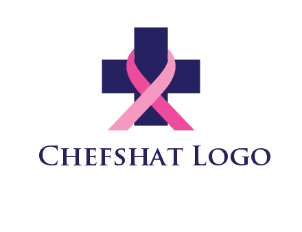 breast cancer ribbon wrapped around cross
