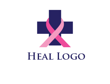 breast cancer ribbon wrapped around cross