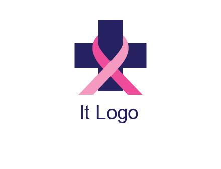 breast cancer ribbon wrapped around cross