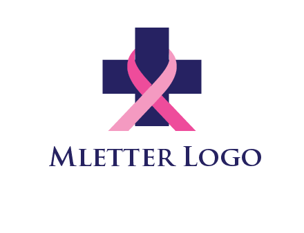 breast cancer ribbon wrapped around cross