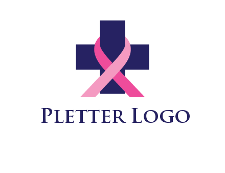breast cancer ribbon wrapped around cross