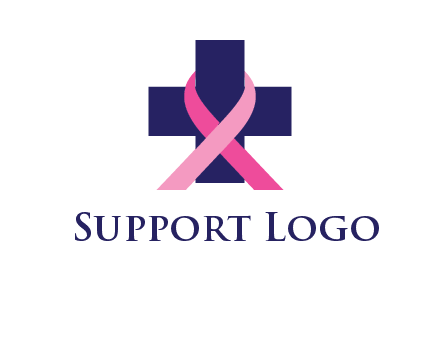 breast cancer ribbon wrapped around cross