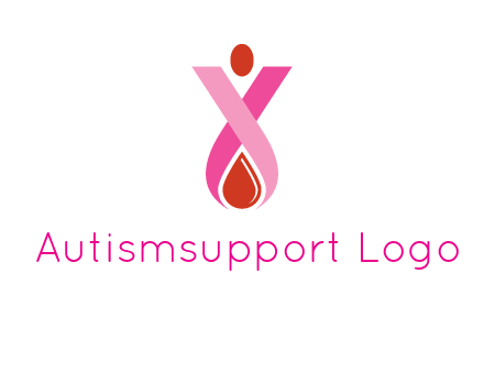 upside down breast cancer ribbon with dot and drop of blood logo