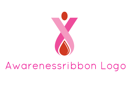 upside down breast cancer ribbon with dot and drop of blood logo